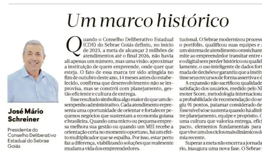 Sebrae Goiás Atinge Meta Histórica de 2 Milhões de Atendimentos